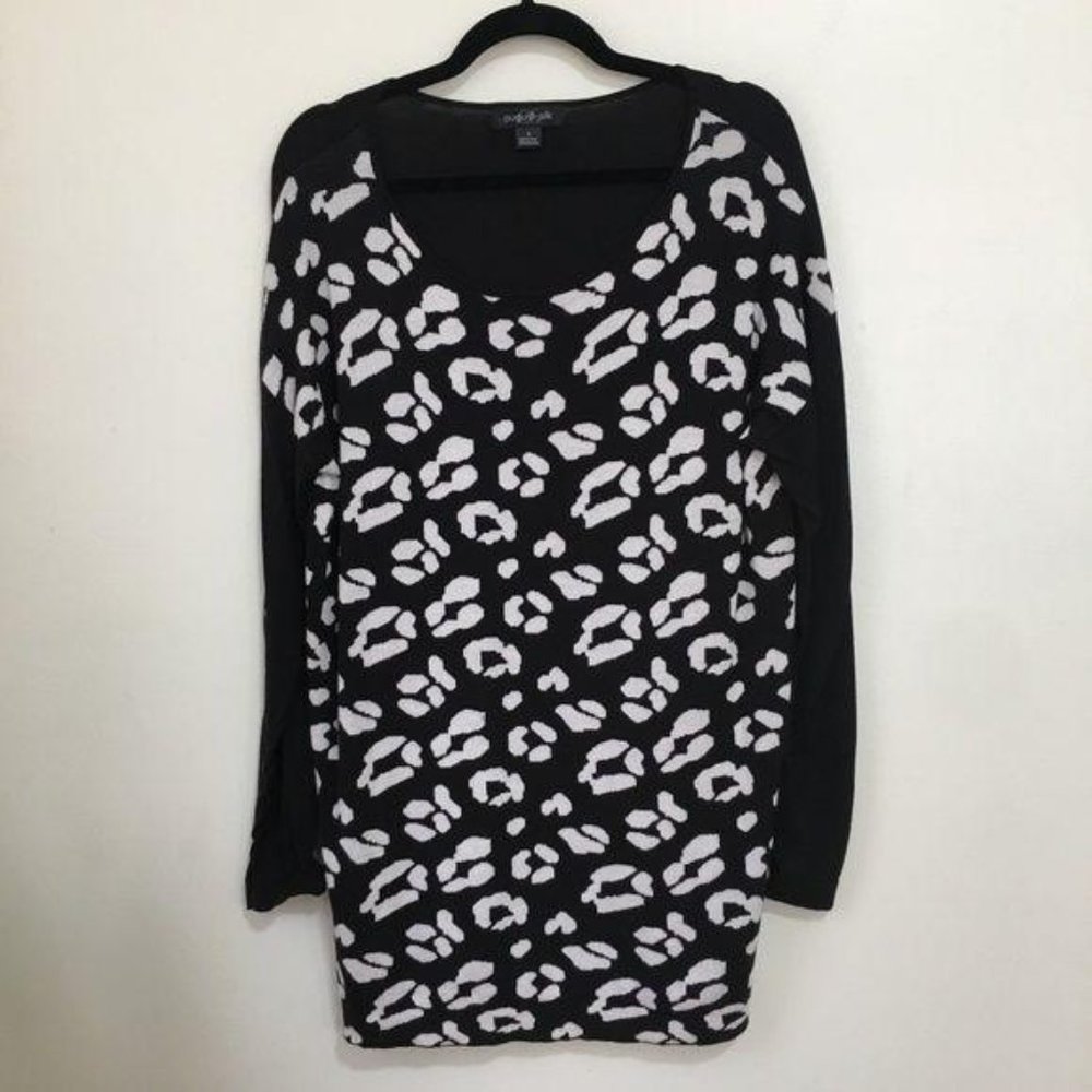 AUGUST SILK leopard print tunic length sweater AU6